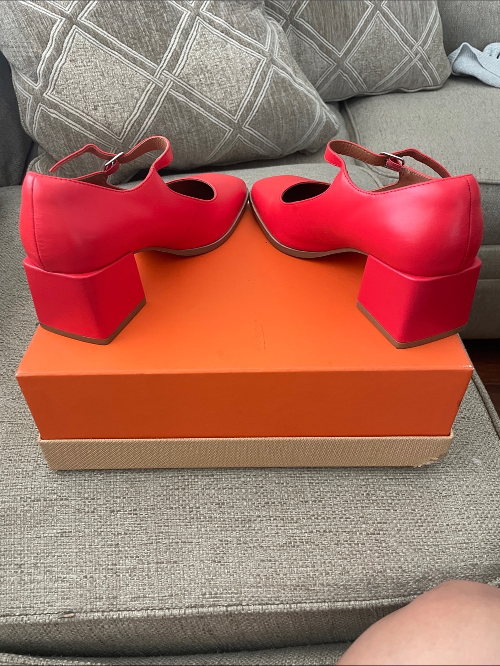 INTENTIONALLY BLANK Red Mary Jane Heels with Ankle Strap - Picture 5 of 5